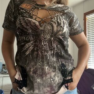Affliction tee w/ cutout